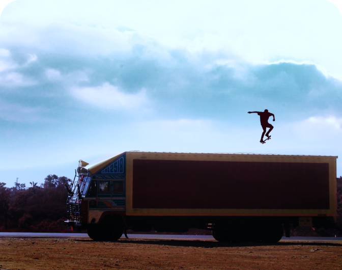 skateboarding in the sky